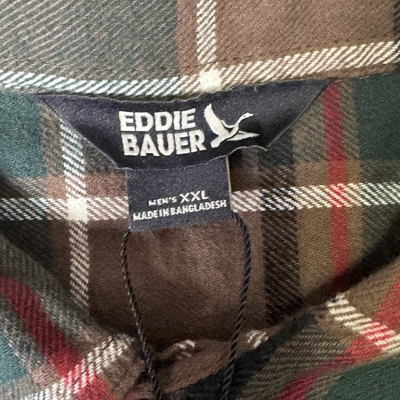 NEW Eddie Bauer Men's LS Cotton Flannel Shirt Mocha Overland Plaid Size 2XL NWT - Picture 5 of 8
